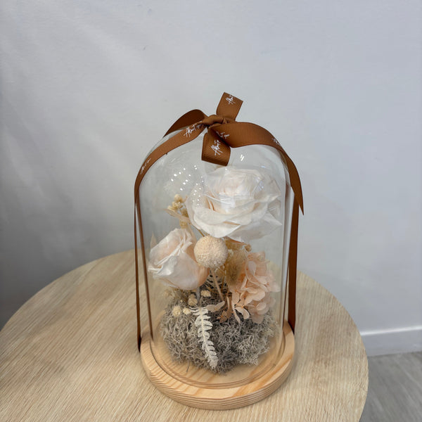 Glass Flower Domes- Pale Peach Dreams XL