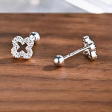 Load image into Gallery viewer, Sparkle Cross Flower Earrings - Sterling Silver (Micro)