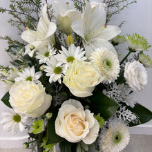 Load image into Gallery viewer, Serenity Box Arrangement - White & Green Flowers