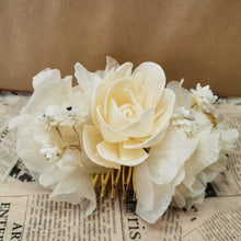 Load image into Gallery viewer, Cream Hydrangea Hair Slide