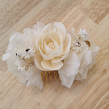 Load image into Gallery viewer, Cream Hydrangea Hair Slide