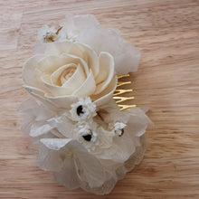 Load image into Gallery viewer, Cream Hydrangea Hair Slide