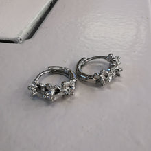 Load image into Gallery viewer, Triple Flower Huggies - Sterling Silver