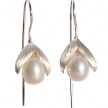Load image into Gallery viewer, Pearl Flower Drop Earrings - Sterling Silver