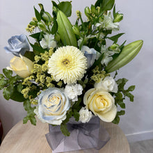 Load image into Gallery viewer, Serenity Box Arrangement - White & Green Flowers