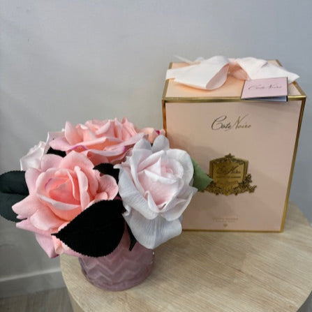 COTE NOIRE - HERRINGBONE FLOWER PINK - PINK ROSES - HCF03