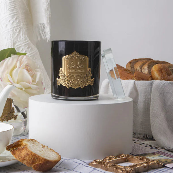 Cote Noire 450g Candle - Dark Vessel with Gold Badge - French Morning Tea- CGG45101