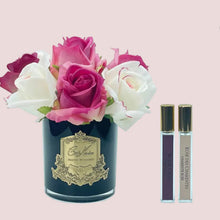 Load image into Gallery viewer, Premium Bouquet - Mixed Magenta & Blush Rose Buds - Dark Glass - Black Box -MBG01