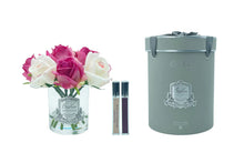 Load image into Gallery viewer, Premium Bouquet - Mixed Magenta & Blush Rose Buds - Dark Glass - Black Box -MBG01