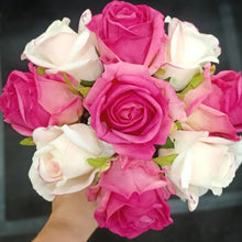 Load image into Gallery viewer, Premium Bouquet - Mixed Magenta & Blush Rose Buds - Dark Glass - Black Box -MBG01