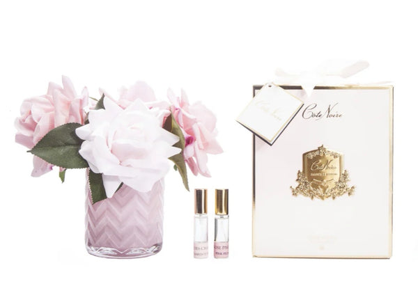 COTE NOIRE - HERRINGBONE FLOWER PINK - PINK ROSES - HCF03