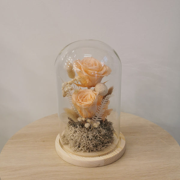 Glass Flower Domes- Pale Peach Dreams XL