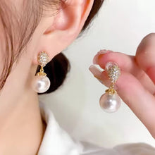 Load image into Gallery viewer, Zircon Pearl Drop Earrings