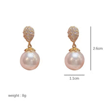 Load image into Gallery viewer, Zircon Pearl Drop Earrings