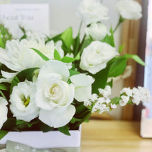 Load image into Gallery viewer, Serenity Box Arrangement - White & Green Flowers