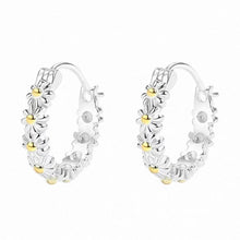 Load image into Gallery viewer, Sterling Silver - Flowers Hoops Earrings
