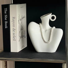 Load image into Gallery viewer, Muse – Textured White Ceramic Vase with Necklace
