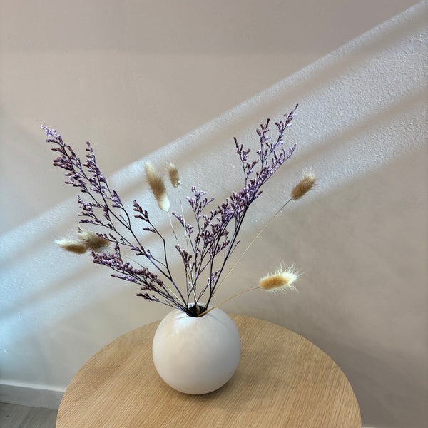 Minimalist Bunny Tails in White Ceramic Vase