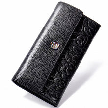 Load image into Gallery viewer, Flower Clasp Leather Wallet
