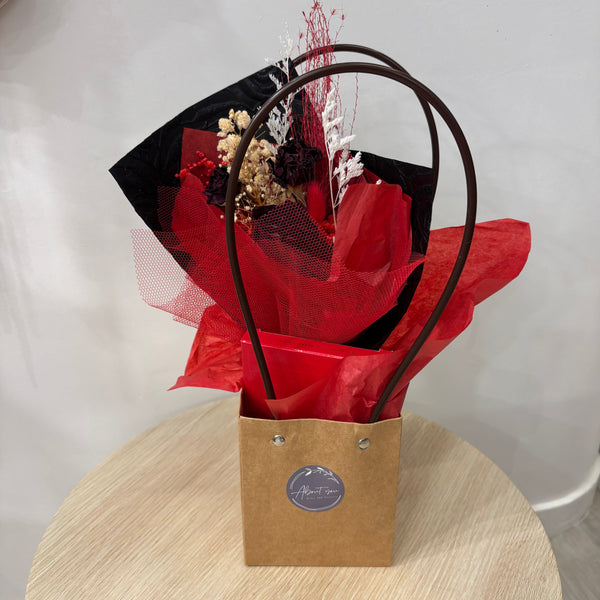 Triple Dried Rose Micro Bouquet & I ❤️ you Chocolate Bar - Pick Up Only