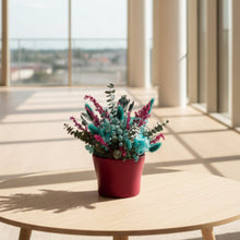 Load image into Gallery viewer, Teal &amp; Cerise Dried Flower  - Vase Arrangement
