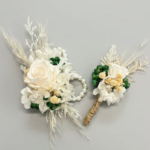 Load image into Gallery viewer, Wrist Corsages Set - Cream/White/Forrest Green

