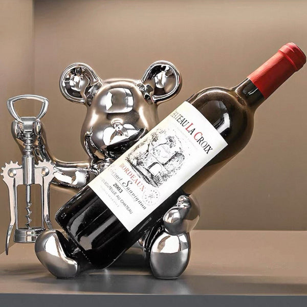 Electroplated Teddy -  Wine Holder