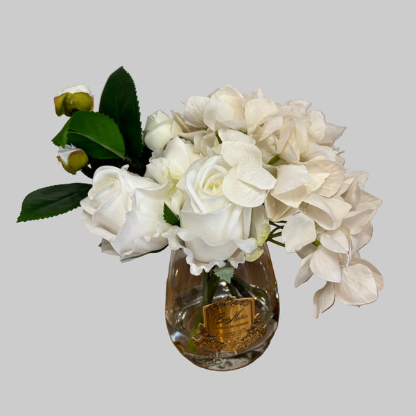 Cote Noire Tea Rose & Hydrangeas Bouquet-Clear-White-TRH01