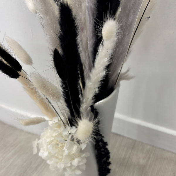 Monochrome Pampas Vase Arrangement — Black & White