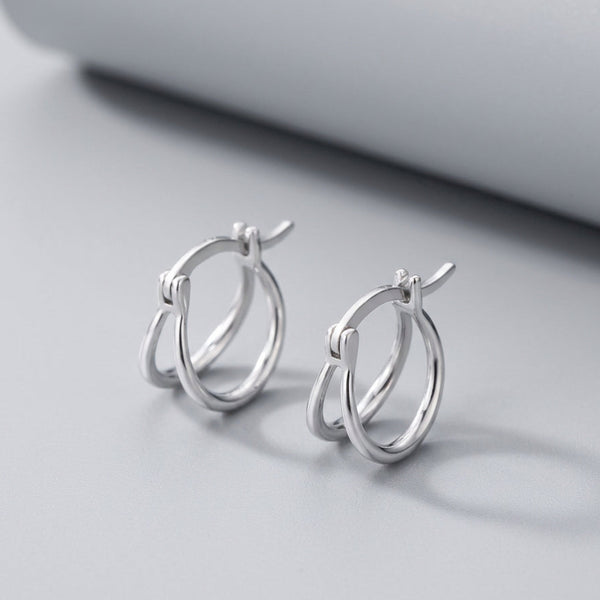 Sterling Silver - Double Hoops Earrings