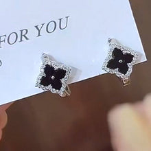 Load image into Gallery viewer, Black &amp; Silver Flower Earrings - Plated
