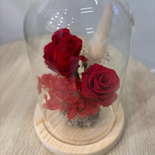 Load image into Gallery viewer, Glass Flower Dome- Red Romance
