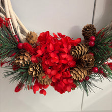 Load image into Gallery viewer, Christmas Wreath - Preserved hydrangea &amp; Pine Cones
