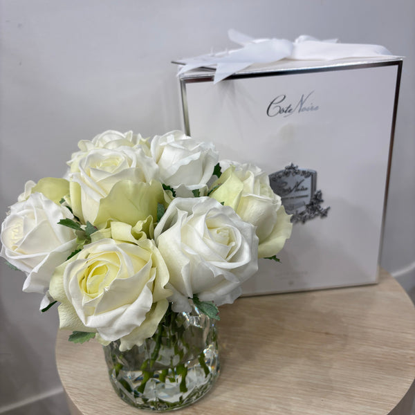Cote Noire - Herringbone Flower / Green & White Roses HCF12
