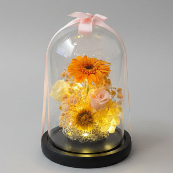 Blush Pink & Orange Flowers Dome wt Seedlight
