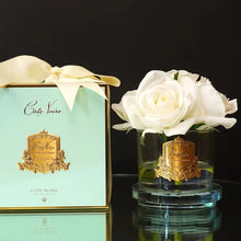 Load image into Gallery viewer, GMR92 CÔTE NOIRE - PERFUMED NATURAL TOUCH 5 ROSES - CLEAR - IVORY WHITE &amp; GOLD BADGE - JADE TIFFANY BOX
