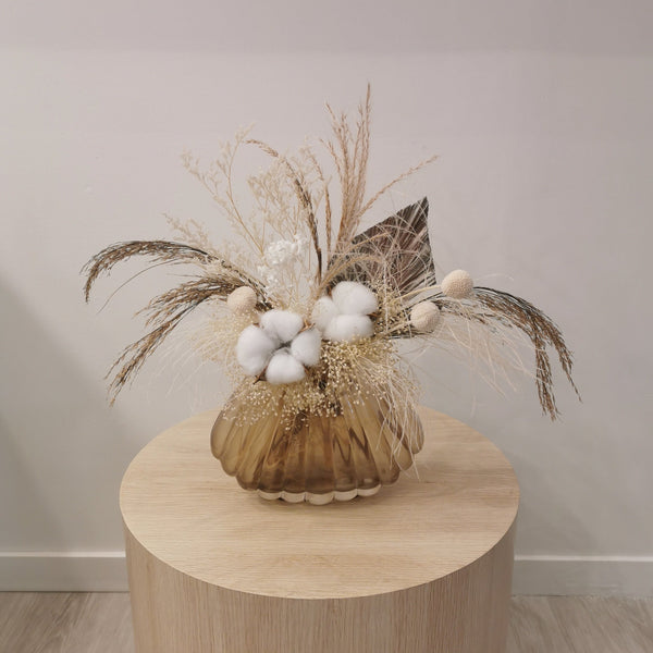 Cotton Arrangement in Shell Vase