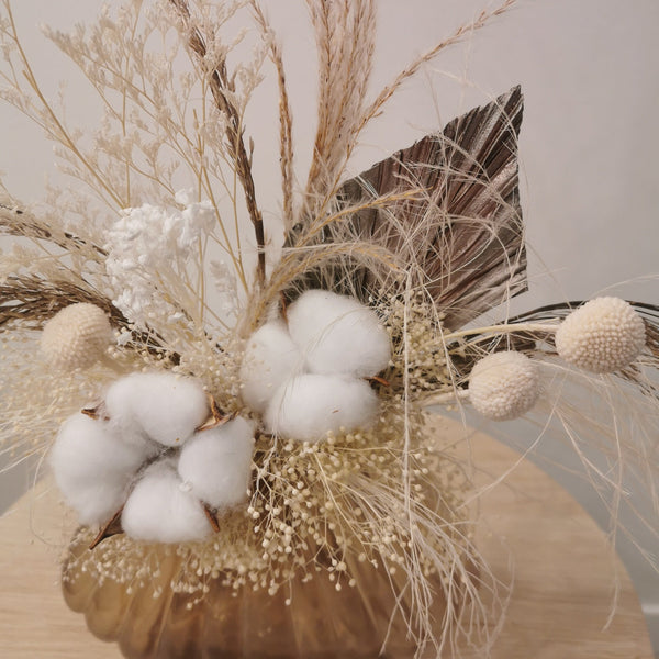 Cotton Arrangement in Shell Vase