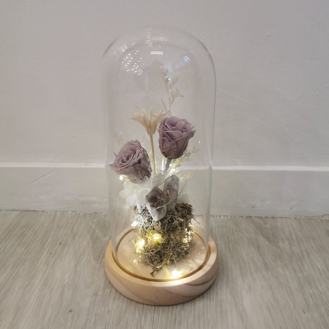 Lavender Quartz Tall Dome - With seed Lights