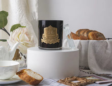 Load image into Gallery viewer, Cote Noire 450g Candle - Dark Vessel with Gold Badge - French Morning Tea- CGG45101
