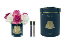 Load image into Gallery viewer, Premium Bouquet - Mixed Magenta &amp; Blush Rose Buds - Dark Glass - Black Box -MBG01
