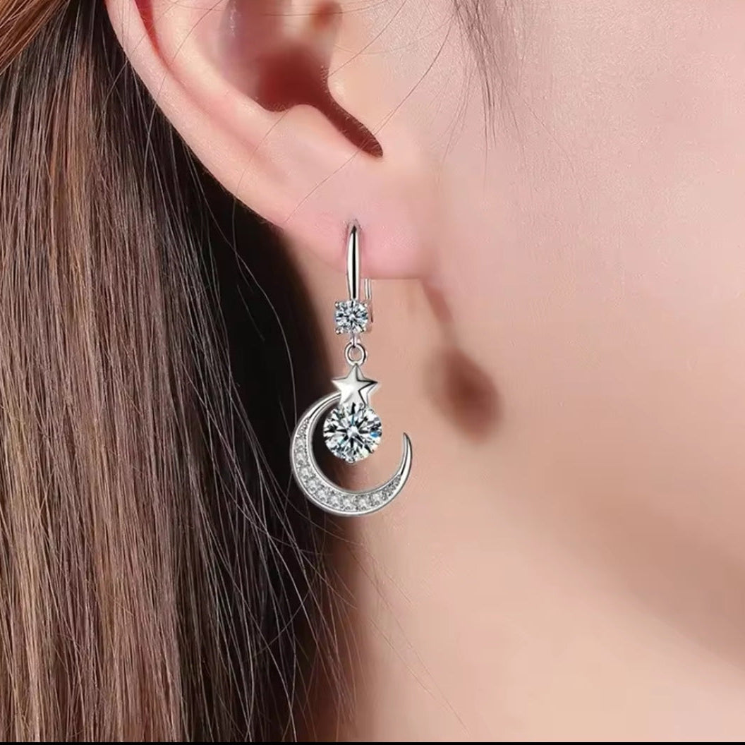 Crescent Moon Earrings - Sterling Silver