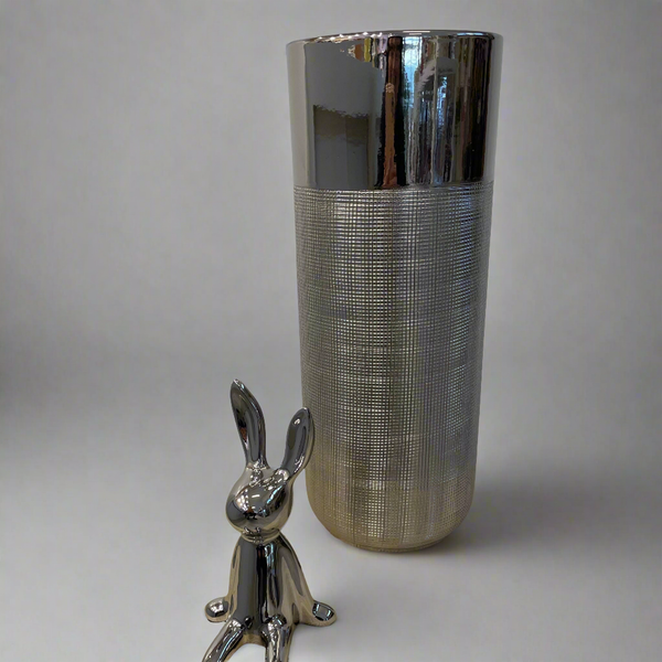Silver Cylinder Glass Vase