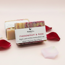 Load image into Gallery viewer, Passionfruit &amp; Rose Body Bar with Light Blush Background
