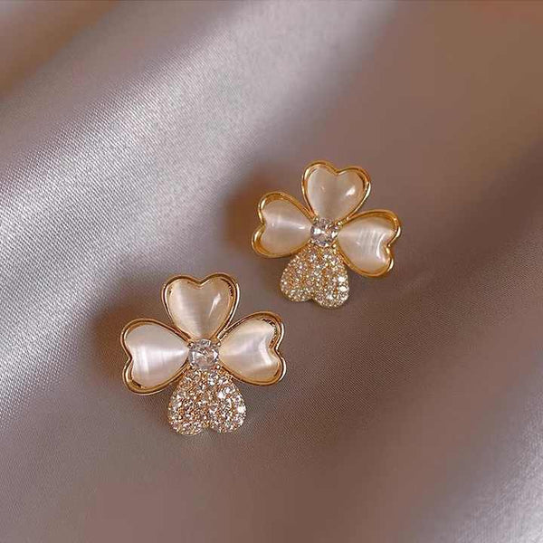 Clover Zircon Earrings - 18k Gold Plated