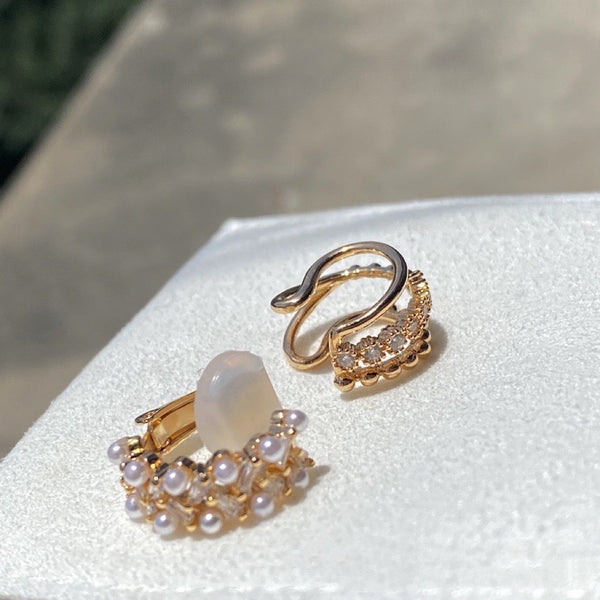 Gold Pearl Clip Earrings
